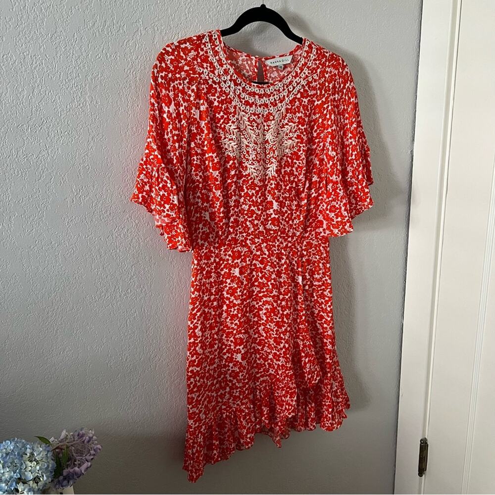 Anthropologie Ranna Gill Midtown Embroidered Ruffle Mini Dress - Picture 2 of 6